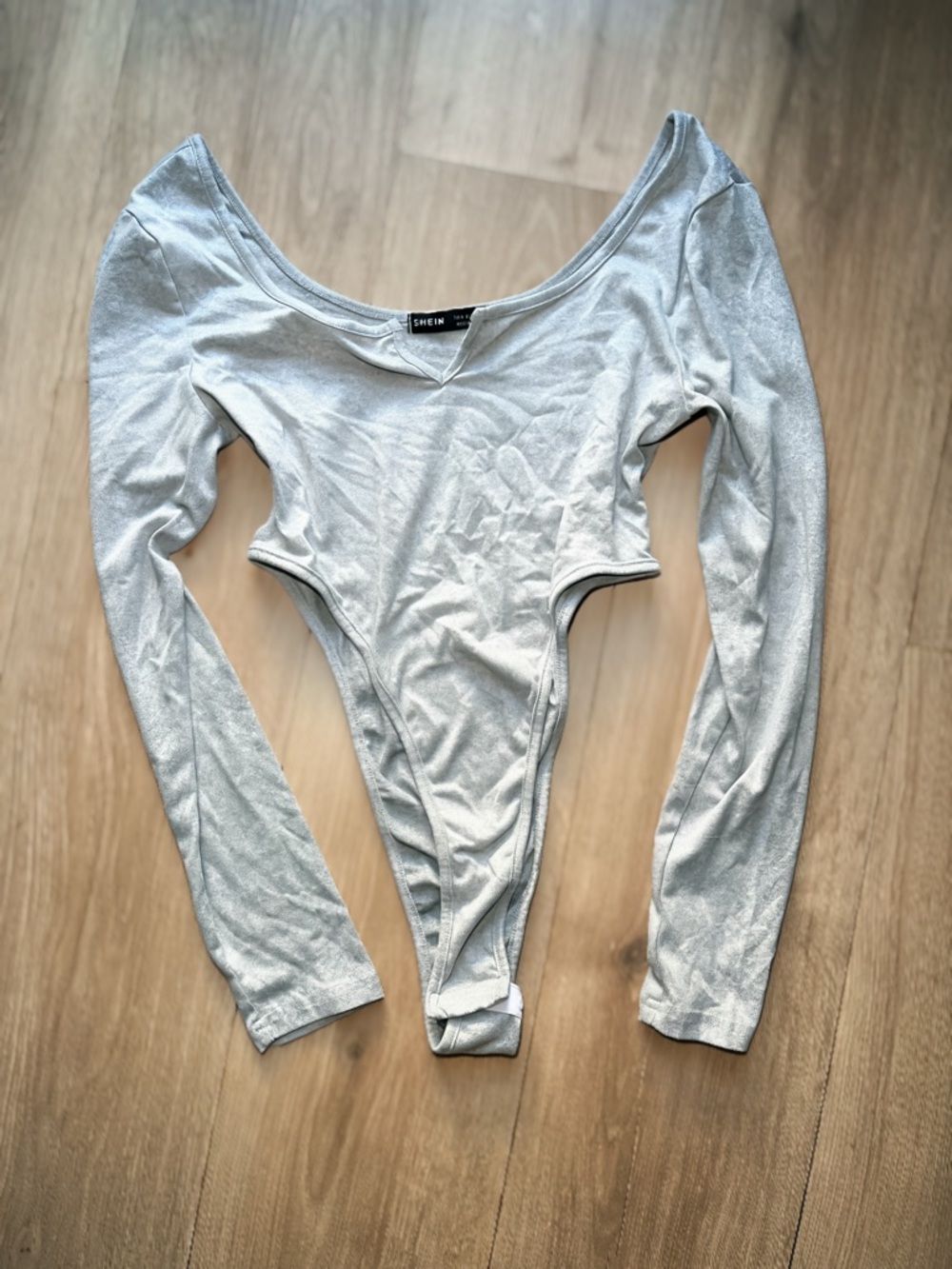 SHEIN Grey Long Sleeve Scoop Neck Bodysuit